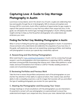 Capturing Love: A Guide to Gay Marriage Photography in Austin