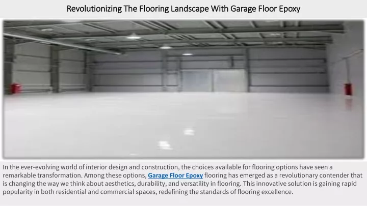 revolutionizing the flooring landscape with garage floor epoxy