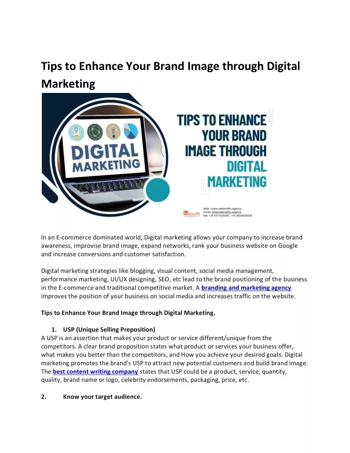 tips to enhance your brand image through digital