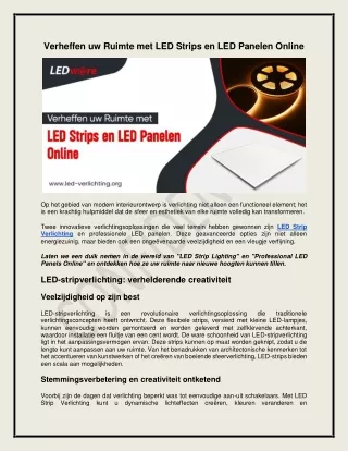 Verheffen uw Ruimte met LED Strips en LED Panelen Online