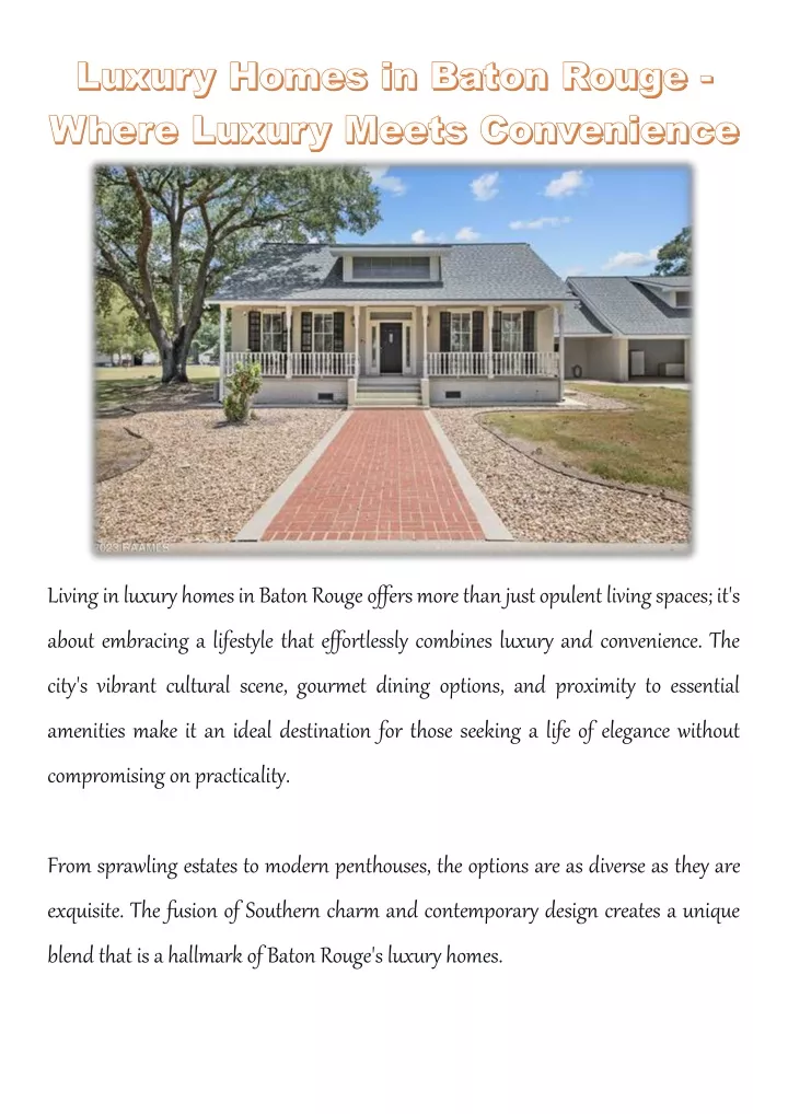 living in luxury homes in baton rouge offers more
