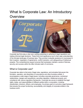 What Is Corporate Law_ An Introductory Overview