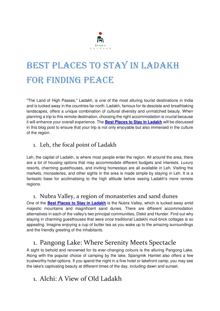 best places to stay in ladakh for finding peace