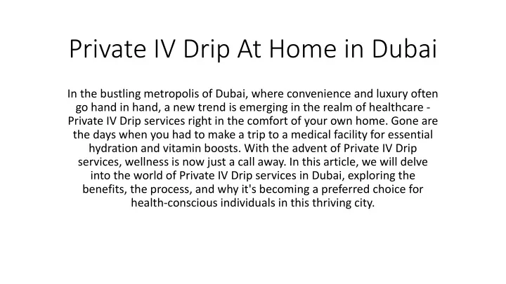 private iv drip at home in dubai