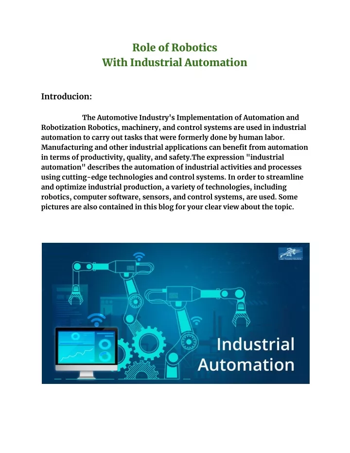 role of robotics with industrial automation