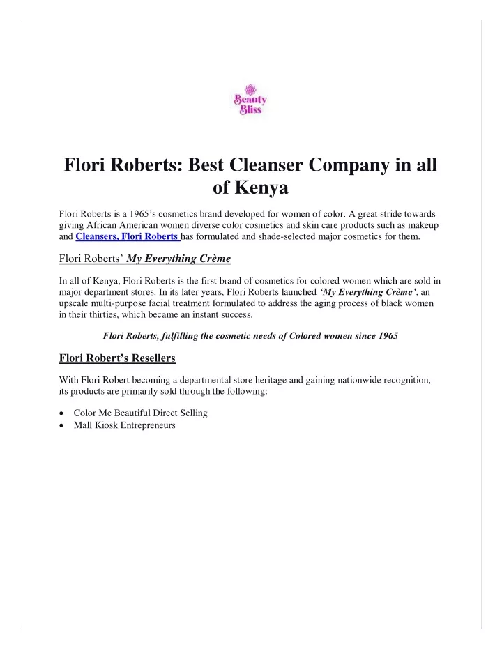 flori roberts best cleanser company