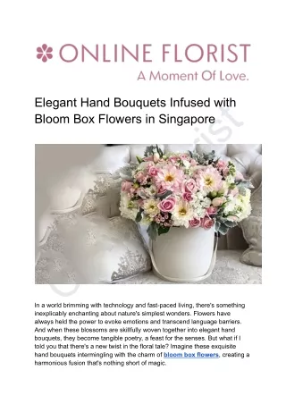 Elegant Hand Bouquets Infused with Bloom Box Flowers in Singapore