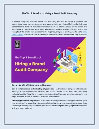 Top 5 Benefits of Hiring a Brand Audit Company