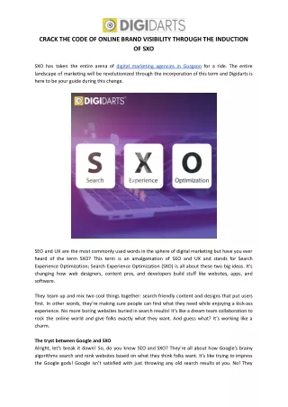CRACK THE CODE OF ONLINE BRAND VISIBILITY THROUGH THE INDUCTION OF SXO
