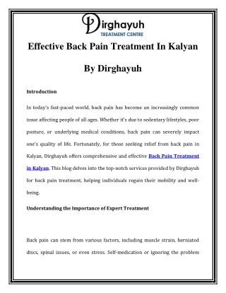 Back Pain Treatment in Kalyan Call-9870270450