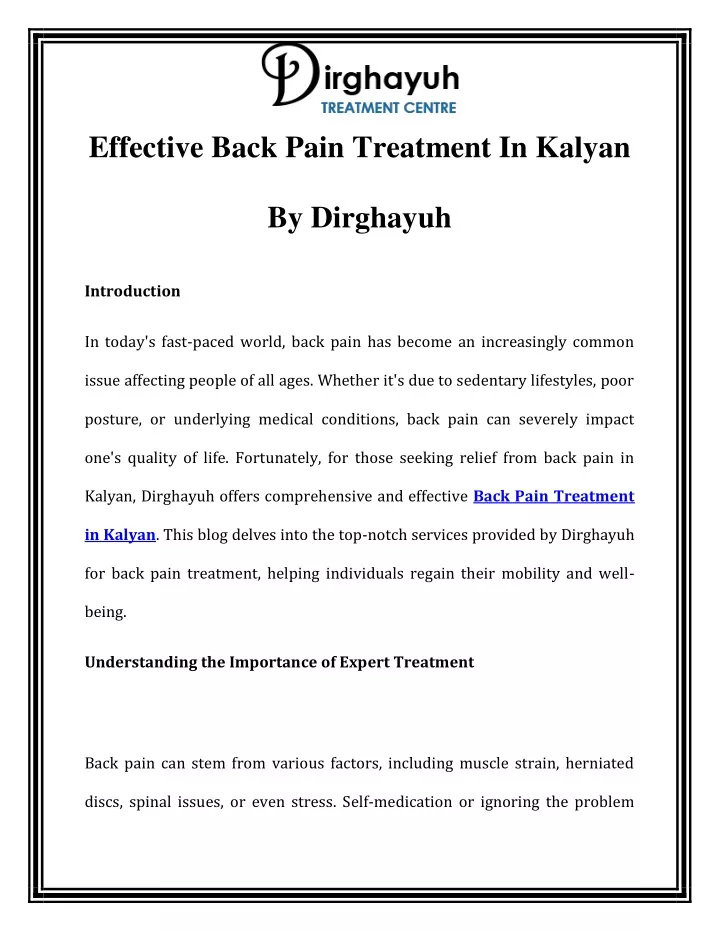 effective back pain treatment in kalyan