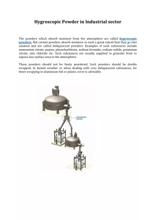 Hygroscopic Powder in Industrial Sector