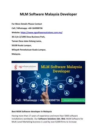 MLM Software Malaysia Developer