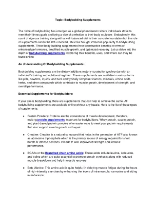 Bodybuilding Supplements PDF