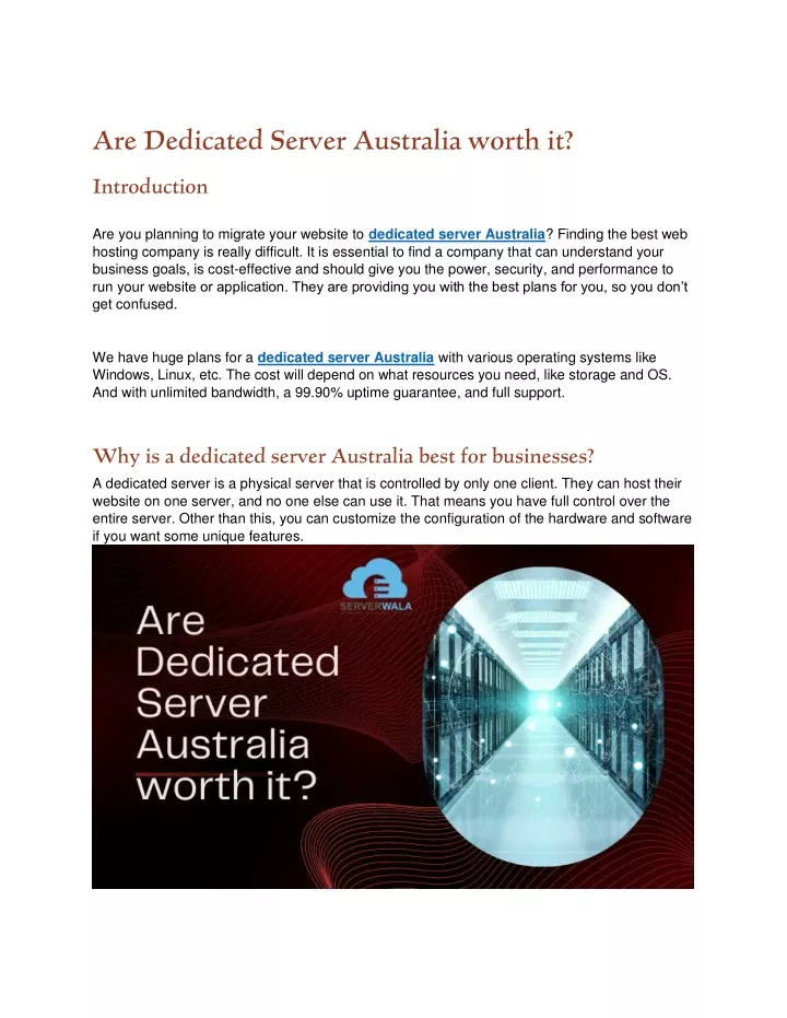 are dedicated server australia worth it