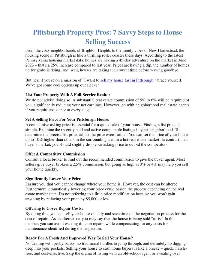 pittsburgh property pros 7 savvy steps to house