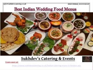 Best Indian Wedding Food Menus