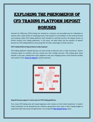 Exploring the Phenomenon of CFD Trading Platform Deposit Bonuses