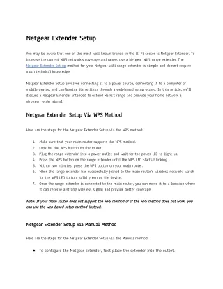 Netgear Extender Setup