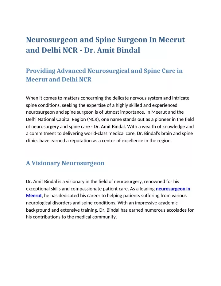 neurosurgeon and spine surgeon in meerut