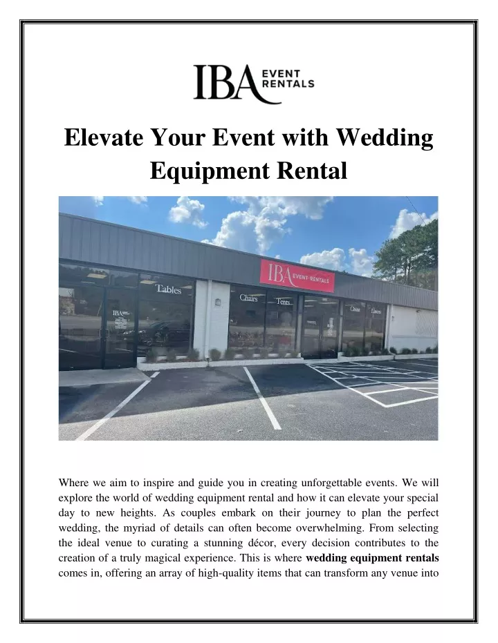 elevate your event with wedding equipment rental