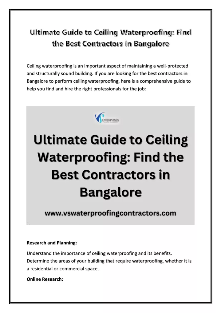 ceiling waterproofing is an important aspect