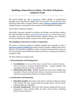 building a data driven culture the role