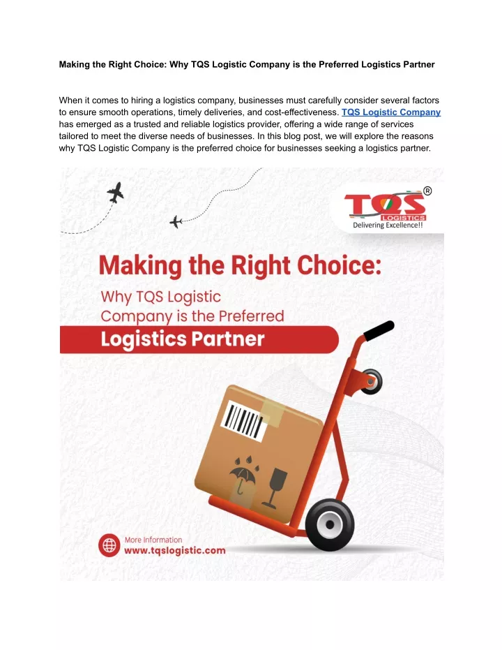 making the right choice why tqs logistic company