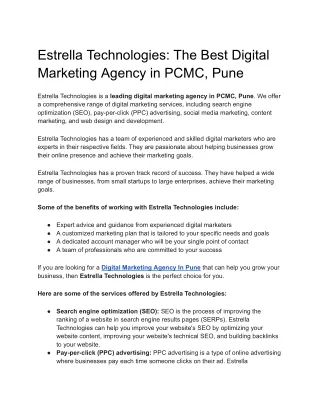 Estrella Technologies_ The Best Digital Marketing Agency in PCMC, Pune