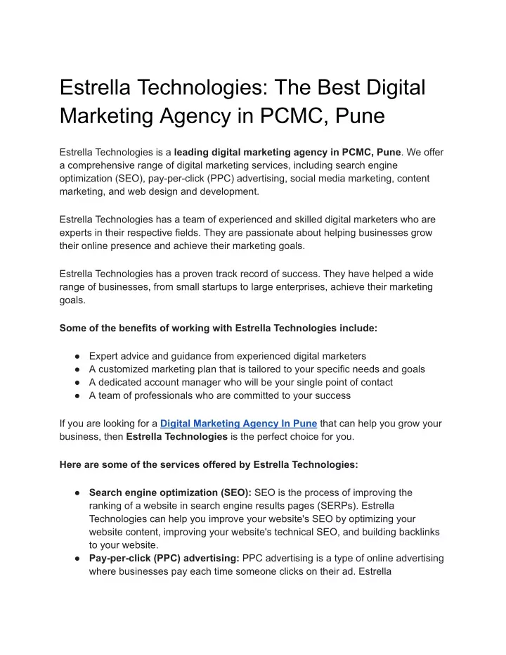 estrella technologies the best digital marketing