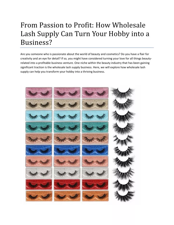 from passion to profit how wholesale lash supply
