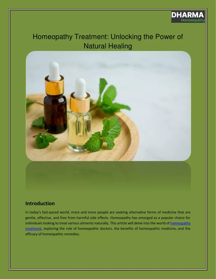 homeopathy treatment unlocking the power