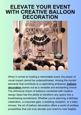 Elevate Your Event with Creative Balloon Decoration