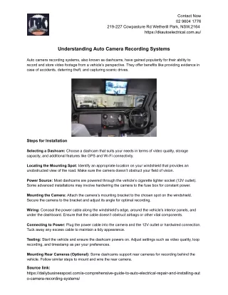 Understanding Auto Camera Recording Systems