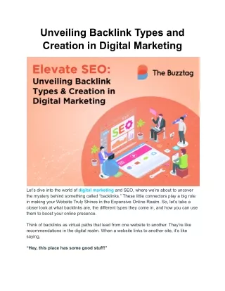 Unveiling Backlink Types and Creation in Digital Marketing