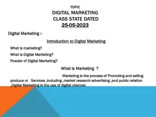 topic digital marketing class state dated 25 05 2023