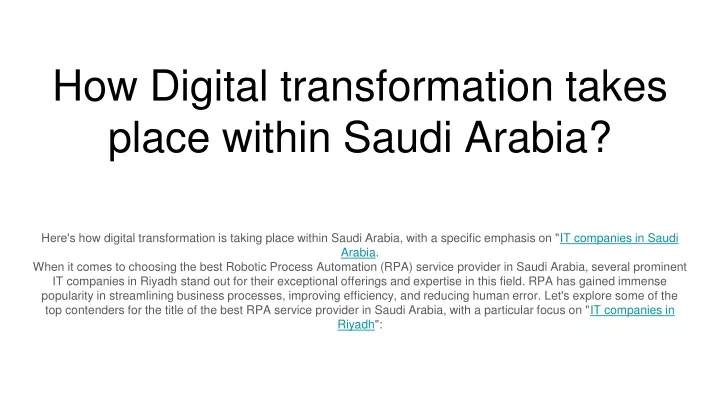 how digital transformation takes place within saudi arabia