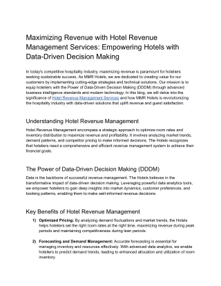 maximizing revenue with hotel revenue management