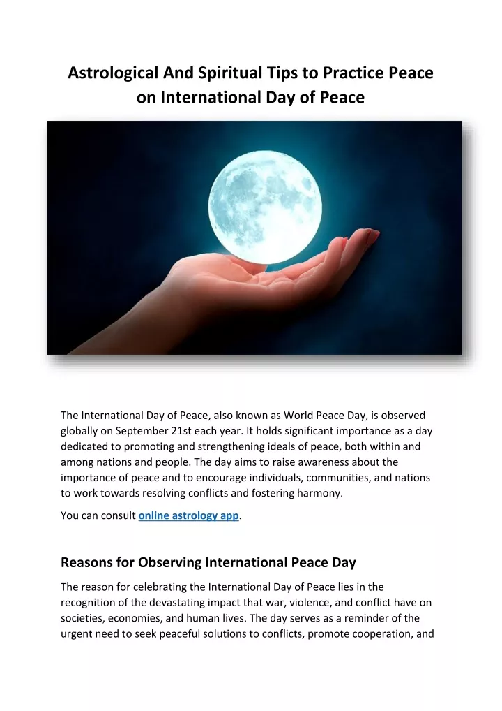 astrological and spiritual tips to practice peace