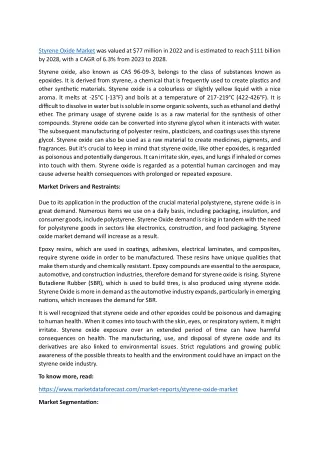 Styrene Oxide Market