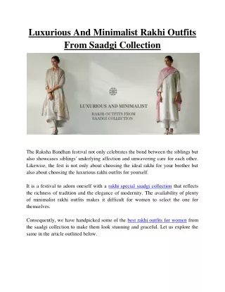 Luxurious and minimalist rakhi outfits from Saadgi Collection