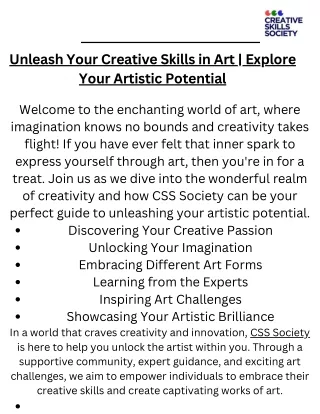 Unleash Your Creative Skills in Art  Explore Your Artistic Potential