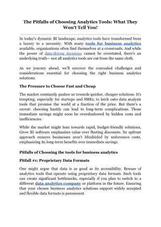 the pitfalls of choosing analytics tools what