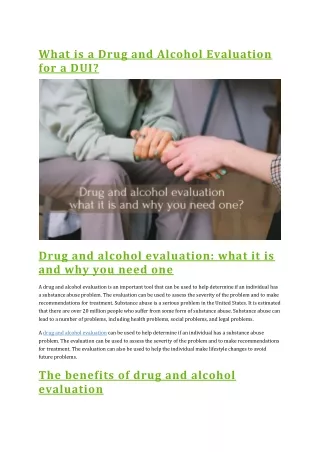 What is a Drug and Alcohol Evaluation for a DUI