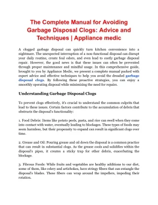 the complete manual for avoiding garbage disposal