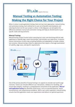 manual testing vs automation testing making