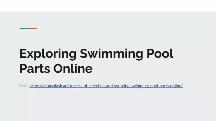 exploring swimming pool parts online