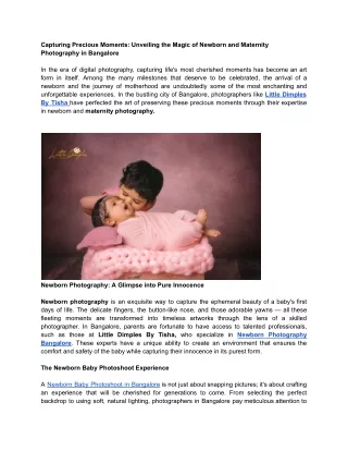 Capturing Precious Moments_ Unveiling the Magic of Newborn and Maternity Photography in Bangalore