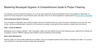 Mastering Mousepad Hygiene_ A Comprehensive Guide to Proper Cleaning