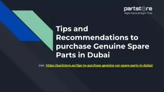 Tips and Recommendations to purchase Genuine Spare Parts in Dubai